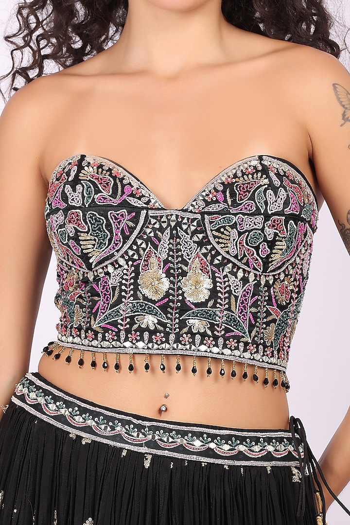 Black Georgette Embroidered Lehenga Set by Soniya G at Pernia's Pop Up Shop