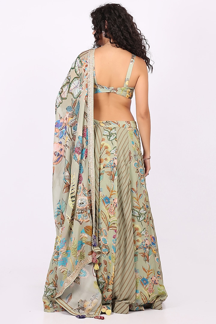 Green Georgette Printed Wedding Lehenga Set by Soniya G at Pernia's Pop Up Shop
