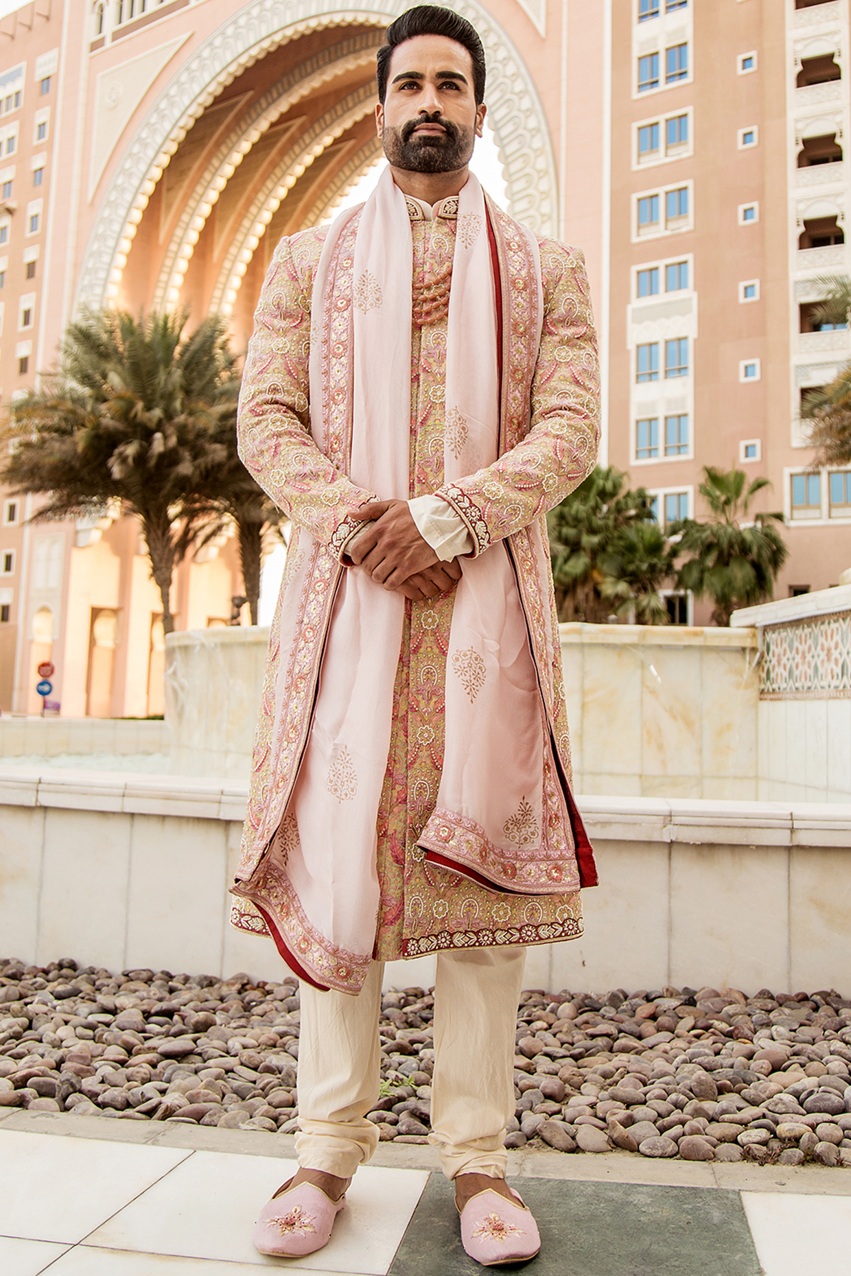 Multi Colored Sherwani Set With Mala For Boys by Soniya G KIDS at Pernia's Pop Up Shop