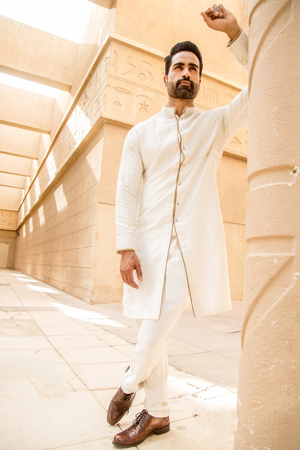 White Front Open Kurta Set For Boys by Soniya G KIDS at Pernia's Pop Up Shop