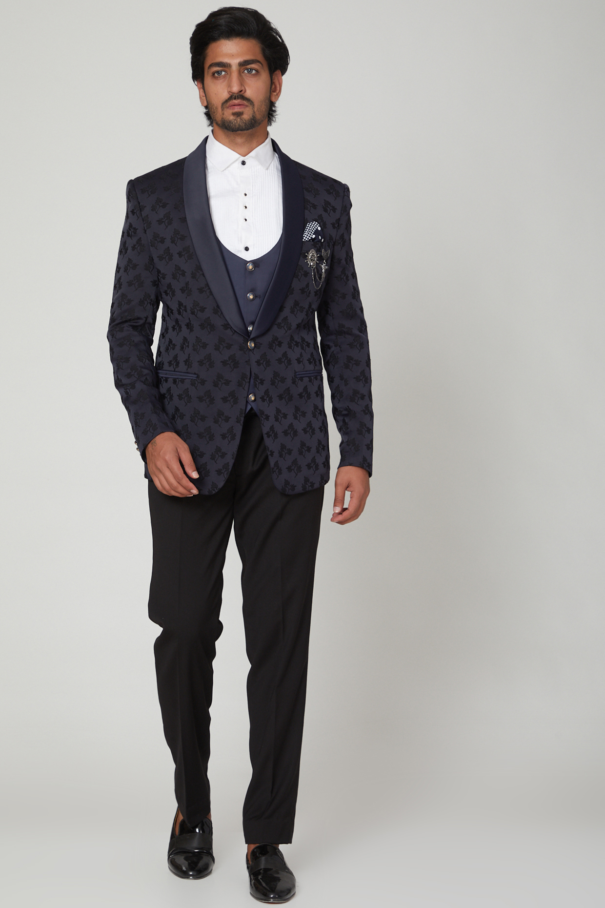 Navy Blue Tuxedo Set For Boys by Soniya G KIDS