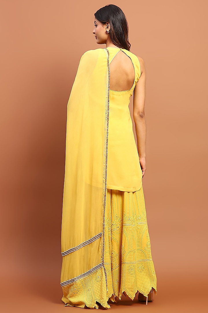 Yellow Chikankari Gharara Set by Soniya G at Pernia's Pop Up Shop