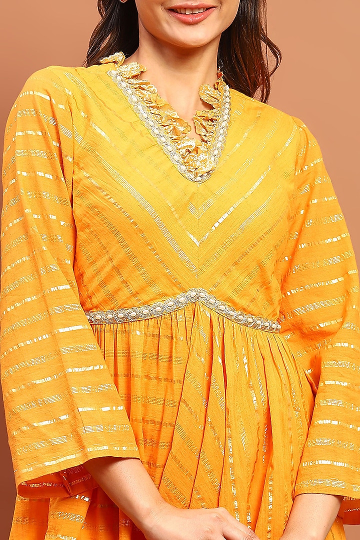 Mustard Cotton Blend Gharara Set by Soniya G at Pernia's Pop Up Shop