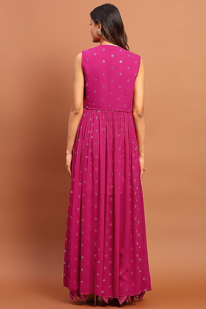 Magenta Chikankari Gharara Set by Soniya G at Pernia's Pop Up Shop