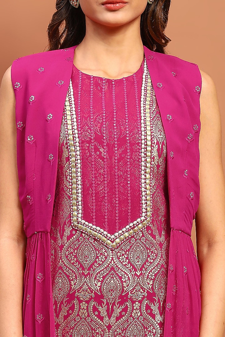 Magenta Chikankari Gharara Set by Soniya G at Pernia's Pop Up Shop