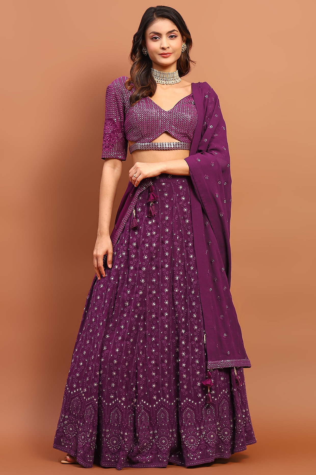 Buy HALFSAREE STUDIO Purple Pure Kanjivaram silk Zari work Half Saree  Online at Best Prices in India - JioMart.