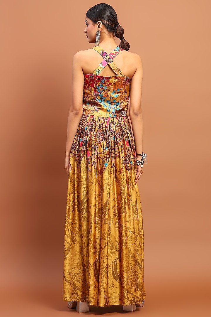 Mustard Satin Maxi Vacation Dress by Soniya G at Pernia's Pop Up Shop