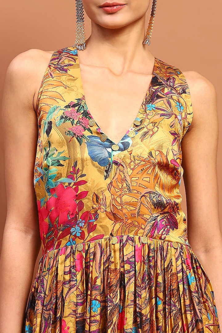 Mustard Satin Maxi Vacation Dress by Soniya G at Pernia's Pop Up Shop