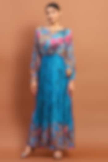Blue Satin Maxi Vacation Dress by Soniya G at Pernia's Pop Up Shop