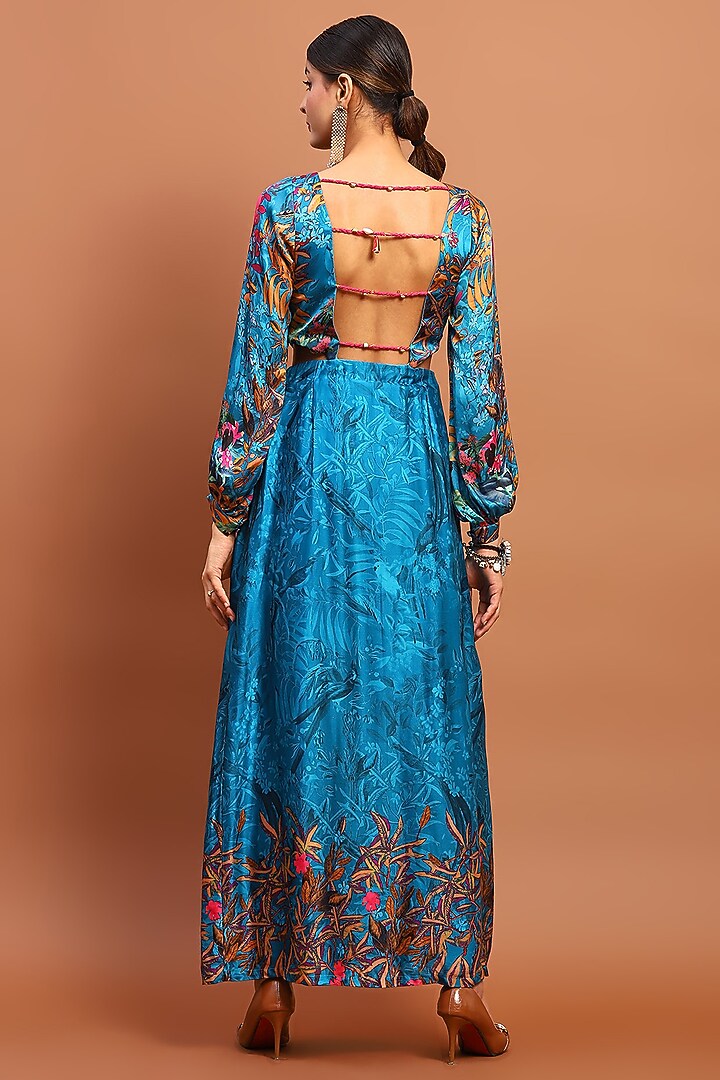 Blue Satin Maxi Vacation Dress by Soniya G at Pernia's Pop Up Shop