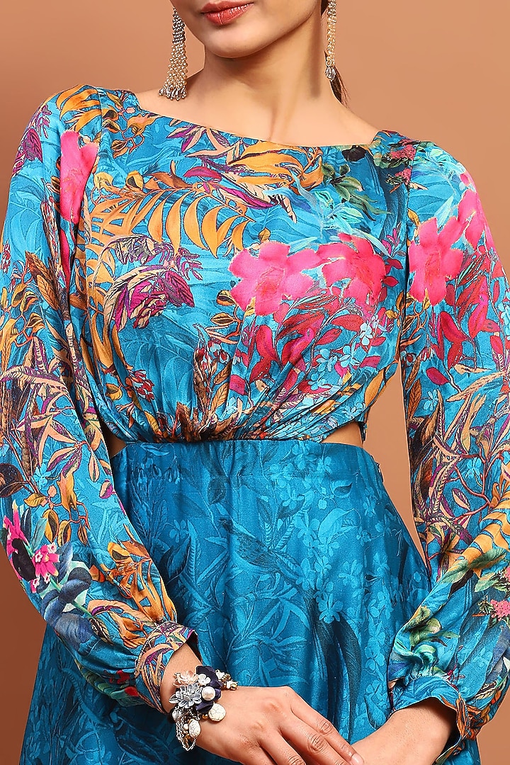 Blue Satin Maxi Vacation Dress by Soniya G at Pernia's Pop Up Shop