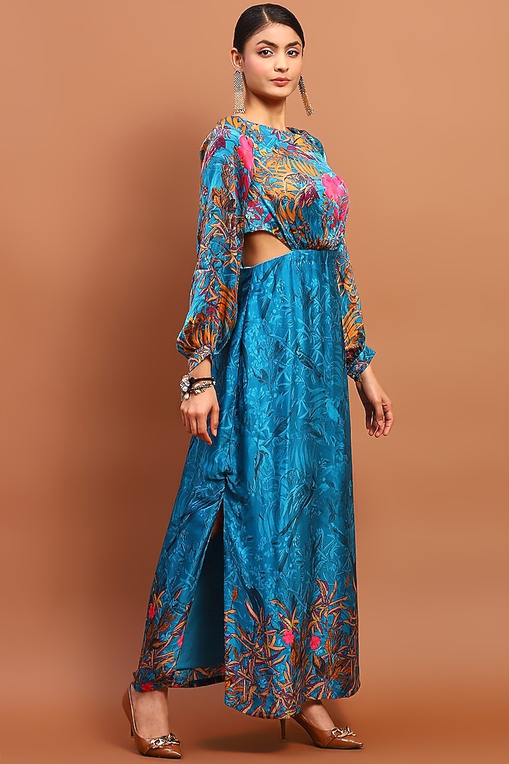 Blue Satin Maxi Vacation Dress by Soniya G at Pernia's Pop Up Shop