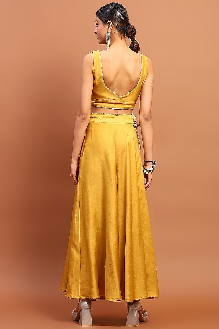 Mustard Chanderi Skirt Set by Soniya G at Pernia's Pop Up Shop