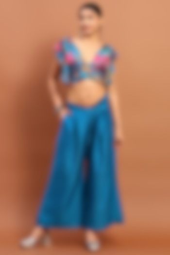 Blue Satin Co-Ord Set by Soniya G at Pernia's Pop Up Shop