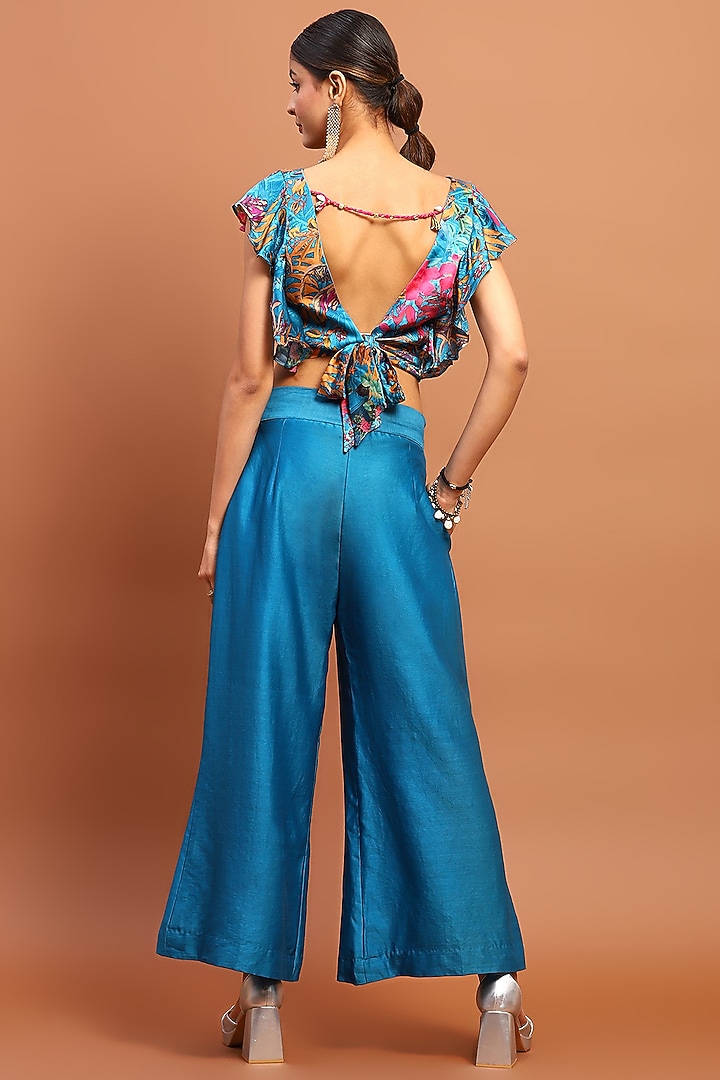 Blue Satin Co-Ord Set by Soniya G at Pernia's Pop Up Shop