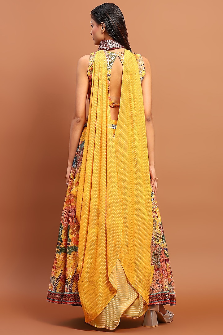 Mustard Cotton Blend Printed Skirt Set by Soniya G at Pernia's Pop Up Shop