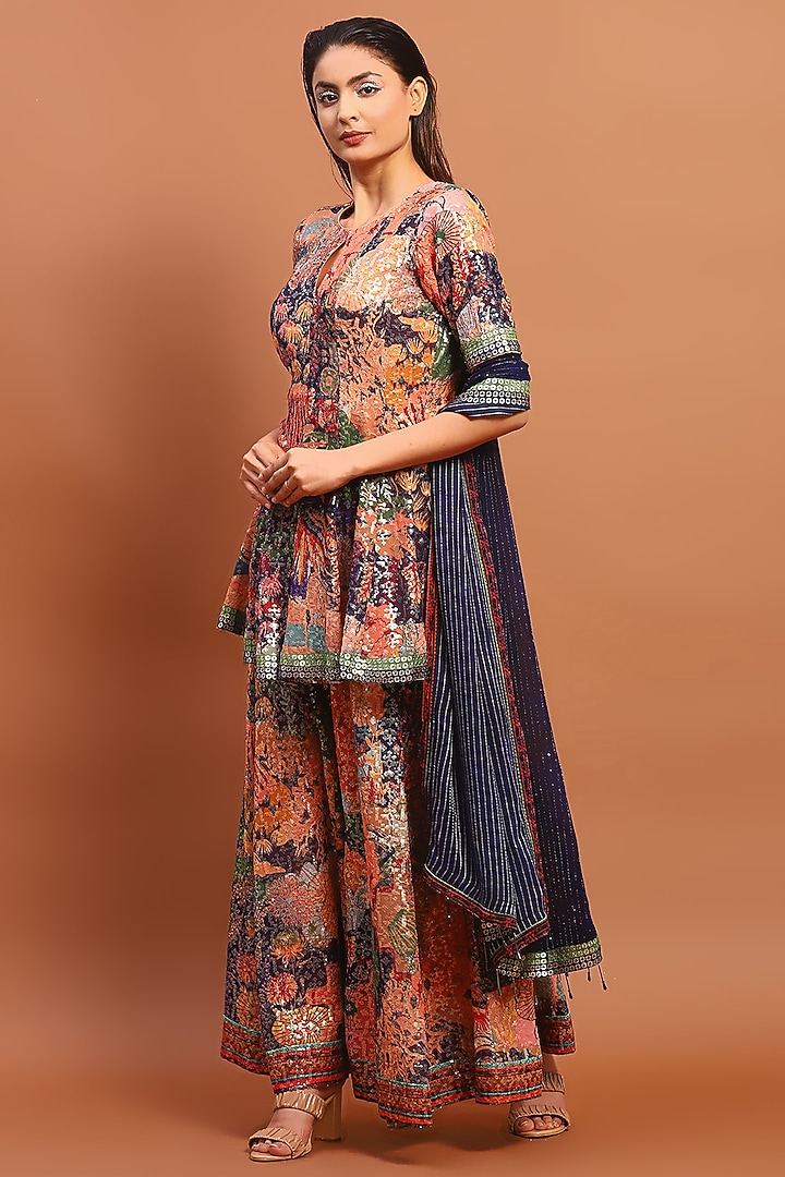 Multi-Colored Cotton Blend Gharara Set by Soniya G at Pernia's Pop Up Shop