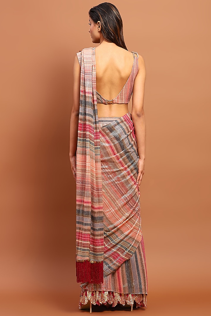 Multi-Colored Sequins Draped Party Wear Saree Set by Soniya G at Pernia's Pop Up Shop