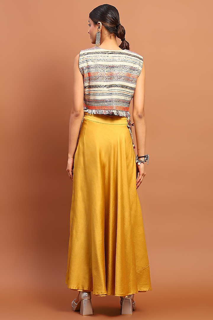 Multi-Colored Jute Frilled Jacket by Soniya G at Pernia's Pop Up Shop