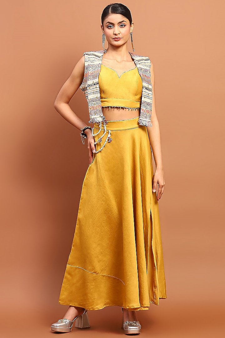 Multi-Colored Jute Frilled Jacket by Soniya G at Pernia's Pop Up Shop
