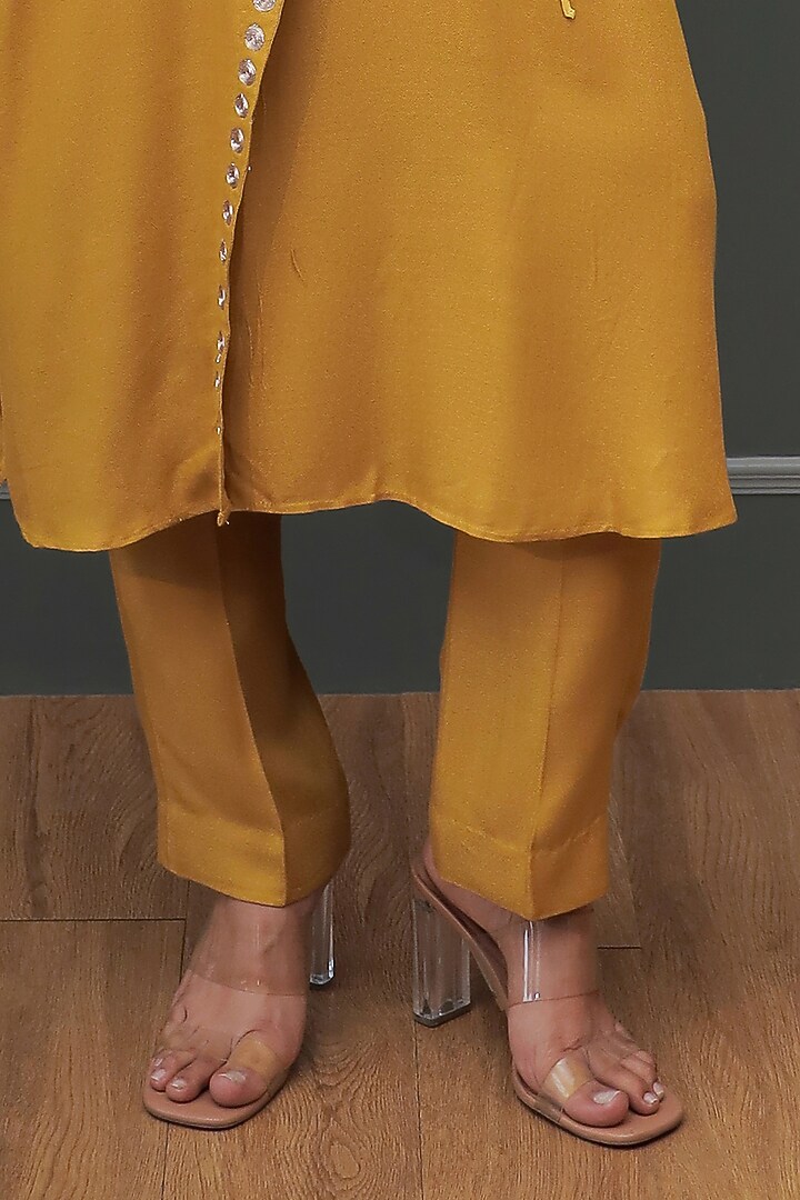 Yellow Ombre Linen Crepe Dori Embroidered Kurta Set by Soniya G at Pernia's Pop Up Shop