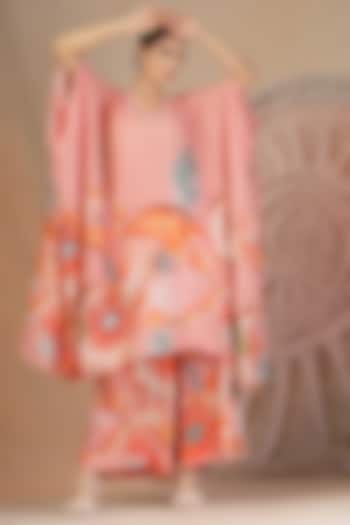 Pastel Pink Muslin Silk Patchwork Kaftan Set by Soniya G at Pernia's Pop Up Shop