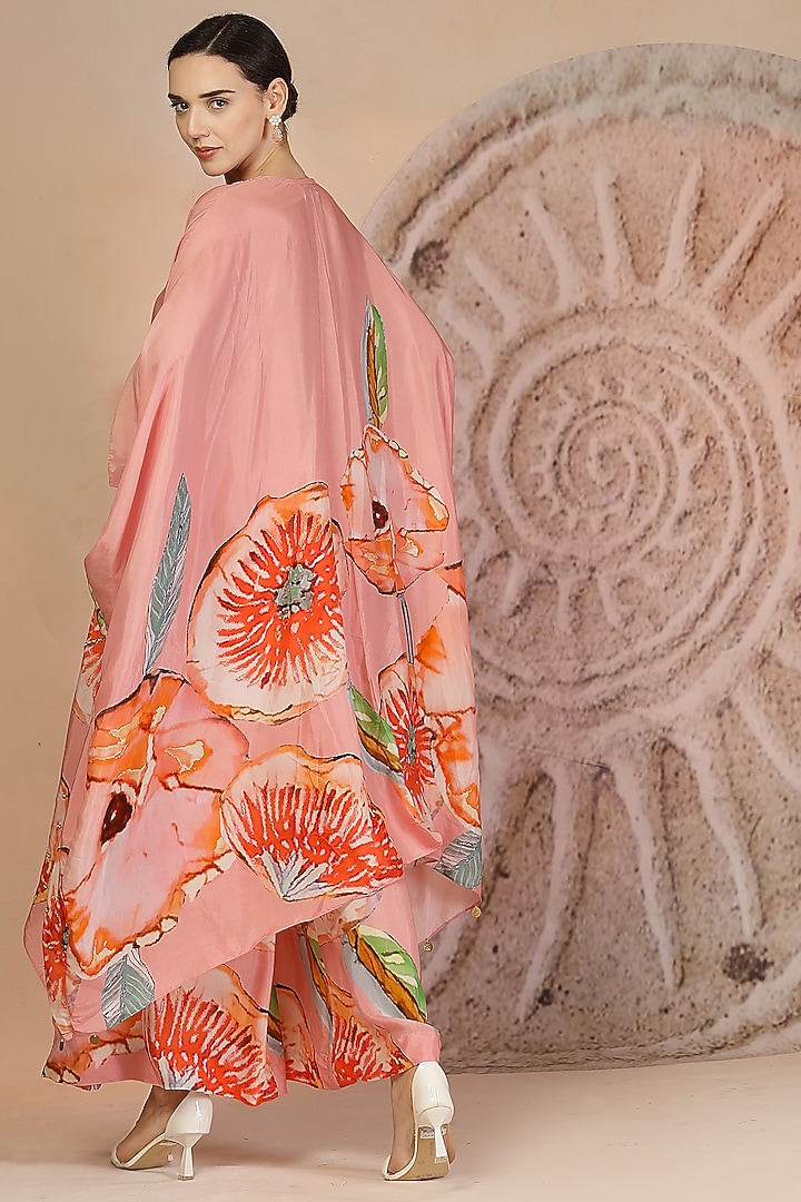 Pastel Pink Muslin Silk Patchwork Kaftan Set by Soniya G at Pernia's Pop Up Shop