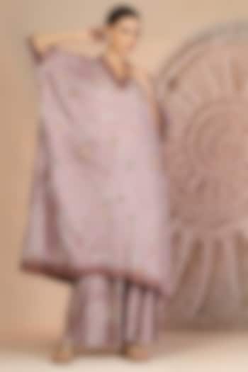 Mauve Soft Slub Cotton Patchwork Kaftan Set by Soniya G at Pernia's Pop Up Shop