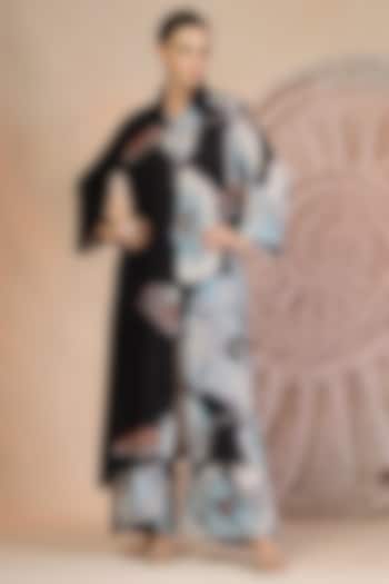 Charcoal Black Muslin Silk Embroidered Kurta Set by Soniya G at Pernia's Pop Up Shop