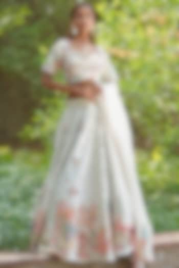 Light Pastel Green Georgette Embroidered Wedding Lehenga Set by Soniya G at Pernia's Pop Up Shop