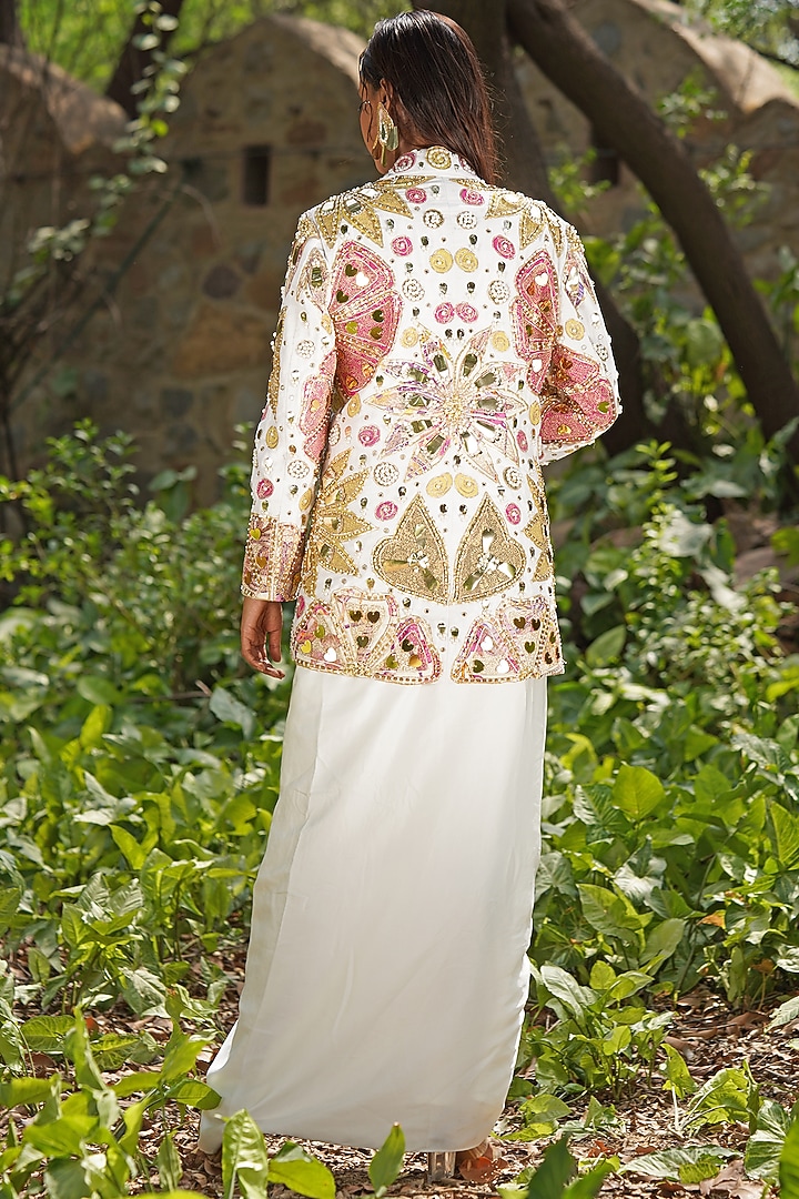 Ivory Raw Silk & Fine Brocade Embroidered Co-Ord Set by Soniya G at Pernia's Pop Up Shop