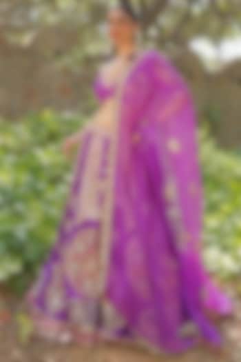 Royal Purple Silk Blend Wedding Lehenga Set by Soniya G at Pernia's Pop Up Shop