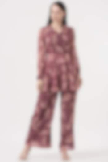 Wine Printed Palazzo Pant Set by Soniya G at Pernia's Pop Up Shop