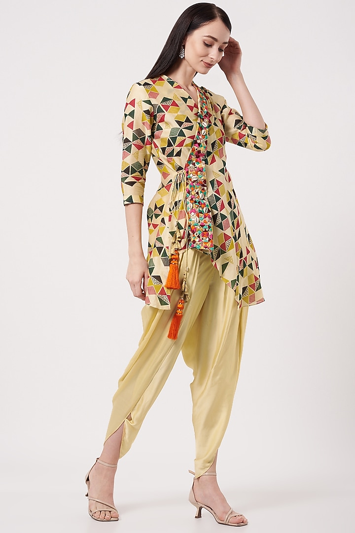 Yellow Silk Harem Pant Set Design by Soniya G at Pernia's Pop Up Shop 2023