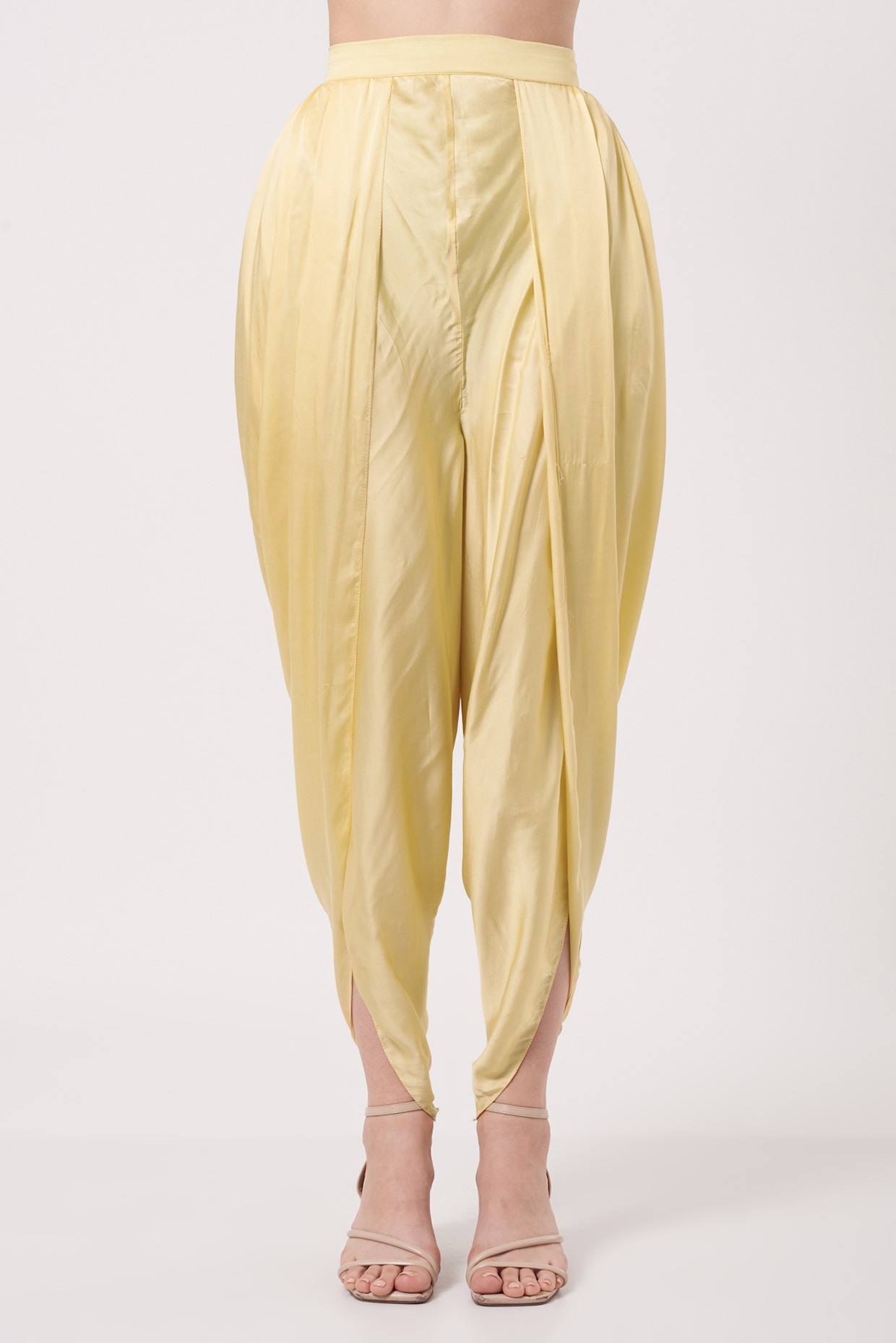 Yellow Linen Block Printed Harem Pants - Jozee Boutique