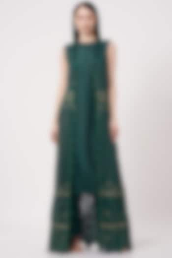 Emerald Green Georgette Cape Set by Soniya G at Pernia's Pop Up Shop