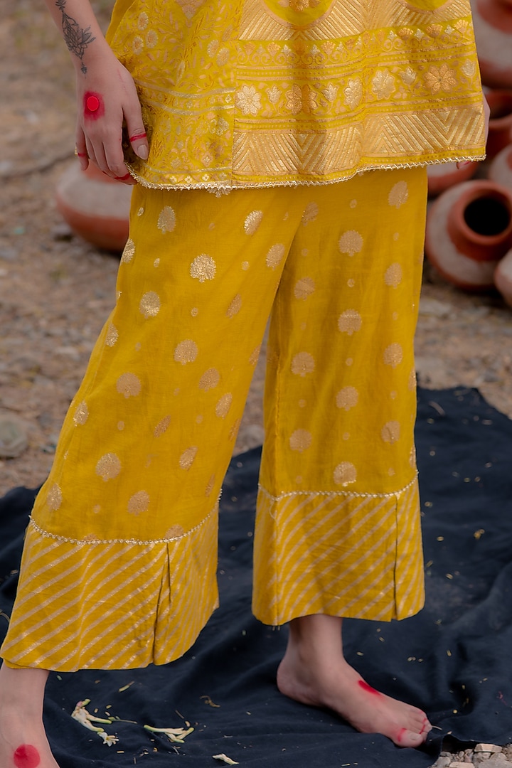 Yellow Banarasi Silk Co-Ord Set by Soniya G at Pernia's Pop Up Shop
