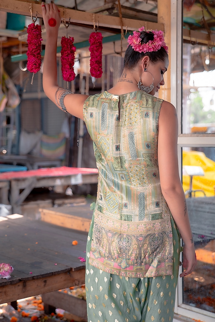 Sage Green Banarasi Silk Co-Ord Set by Soniya G at Pernia's Pop Up Shop