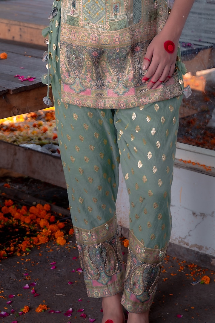 Sage Green Banarasi Silk Co-Ord Set by Soniya G at Pernia's Pop Up Shop