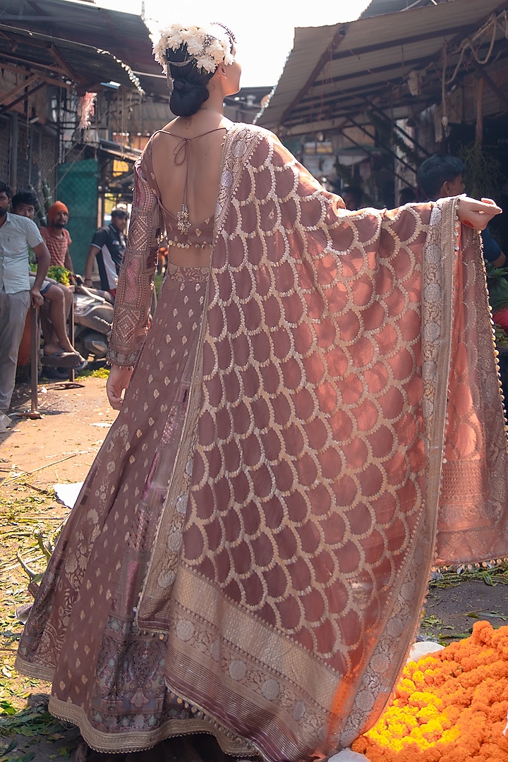 Mocha Brown Banarasi Silk Wedding Lehenga Set by Soniya G at Pernia's Pop Up Shop