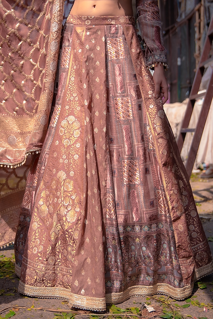 Mocha Brown Banarasi Silk Wedding Lehenga Set by Soniya G at Pernia's Pop Up Shop