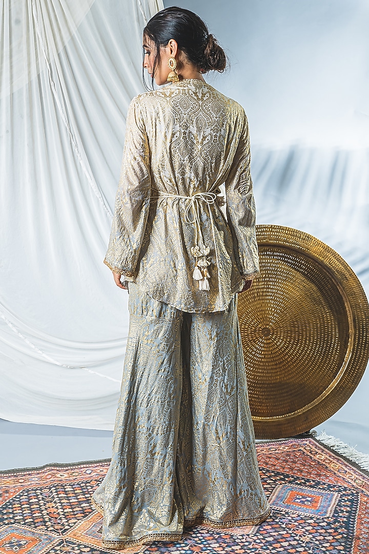 Grey Ombre Brocade Wedding Sharara Set by Soniya G at Pernia's Pop Up Shop