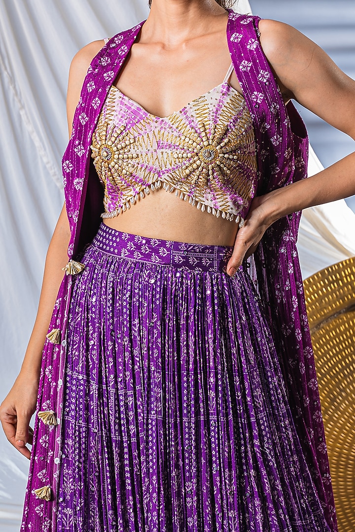 Purple Printed Wedding Lehenga Set by Soniya G at Pernia's Pop Up Shop