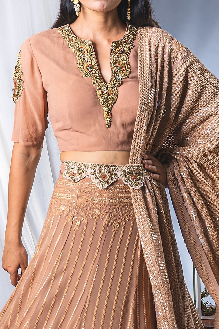Blush Pink Lucknowi Wedding Lehenga Set by Soniya G at Pernia's Pop Up Shop