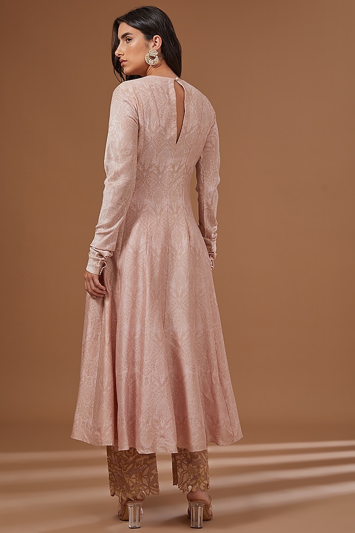 Soft Pink Chanderi Silk Printed & Dori Embroidered Party Wear Anarkali Set by Soniya G at Pernia's Pop Up Shop