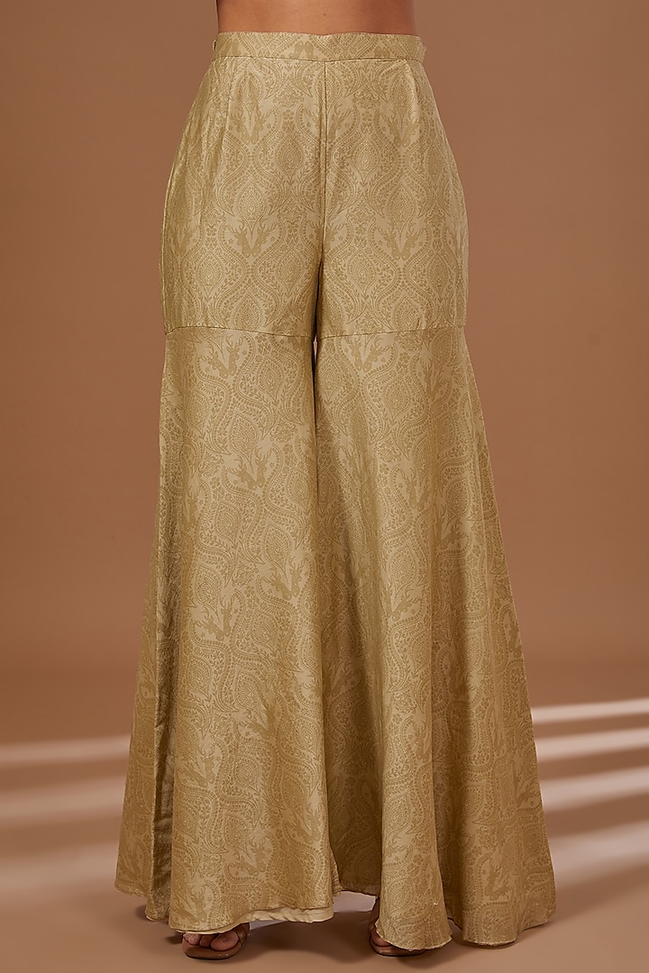 Beige Chanderi Silk Printed Party Wear Sharara Set by Soniya G at Pernia's Pop Up Shop