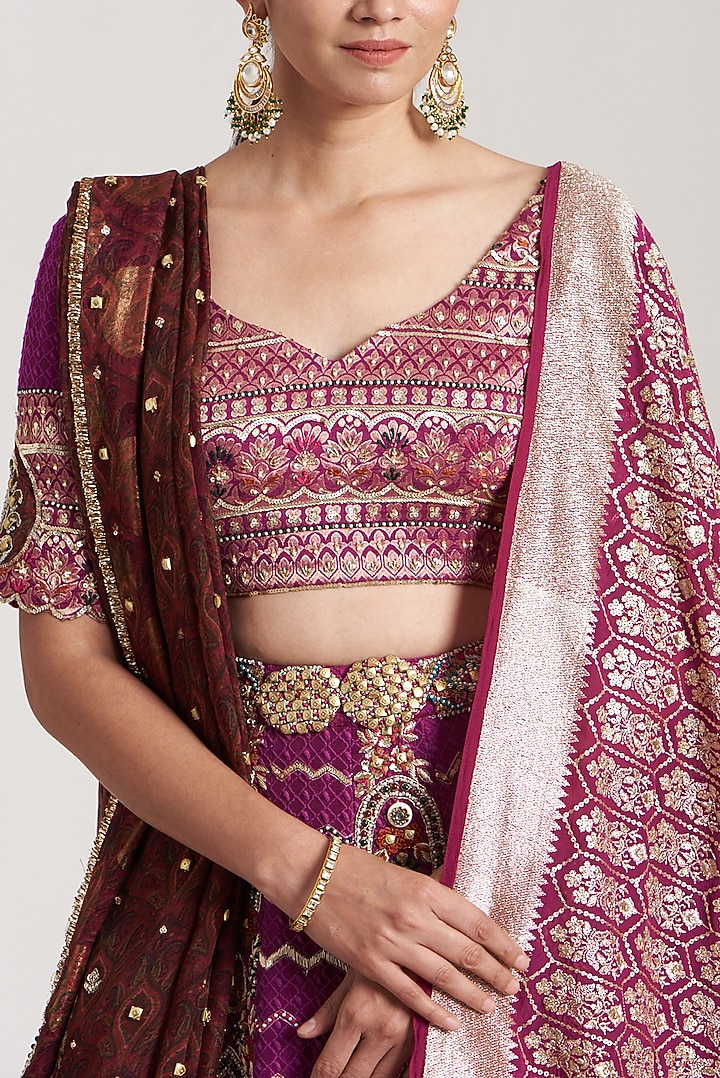 Coral Red Embroidered Bridal Lehenga Set by Soniya G at Pernia's Pop Up Shop