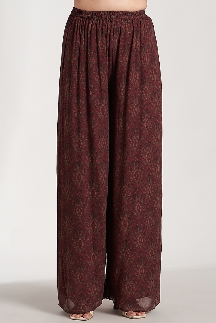 Maroon Printed & Embroidered Kurta Set by Soniya G at Pernia's Pop Up Shop