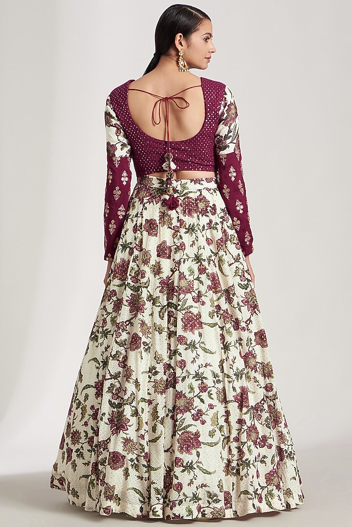 Off-White Wedding Lehenga Set With Print by Soniya G at Pernia's Pop Up Shop