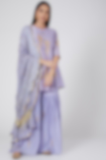 Mauve Embroidered Sharara Set by SOZENKARI at Pernia's Pop Up Shop
